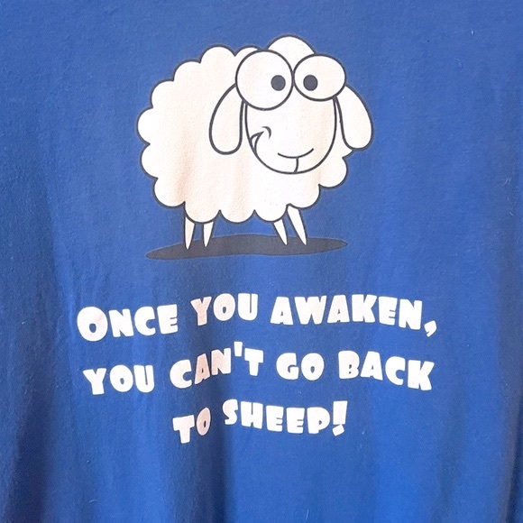 Red Bubble Blue Funny Sheep Tee Size Small - Picture 6 of 9